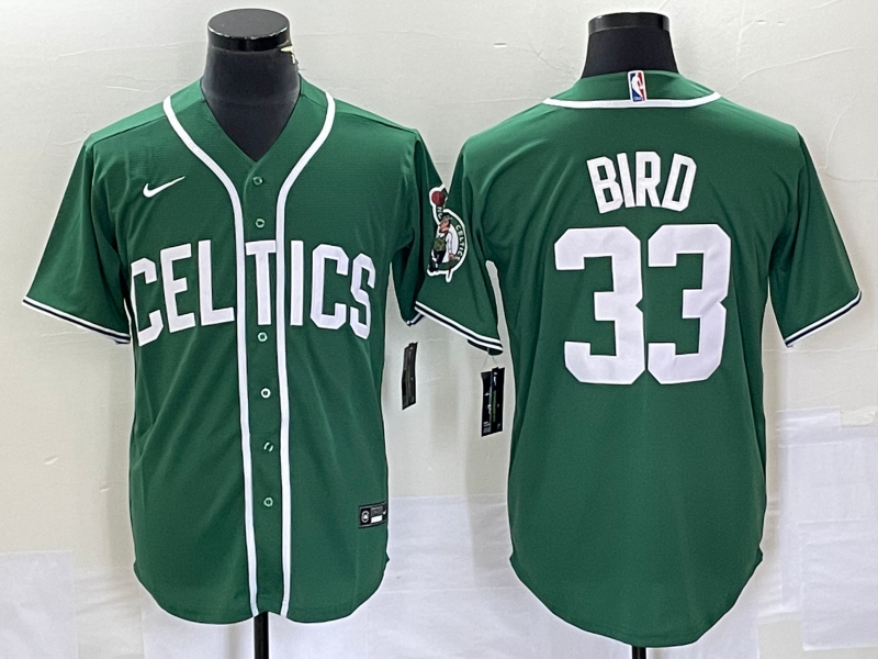 Boston Celtics #33 Larry Bird Green Stitched Baseball Jersey - Zenithce