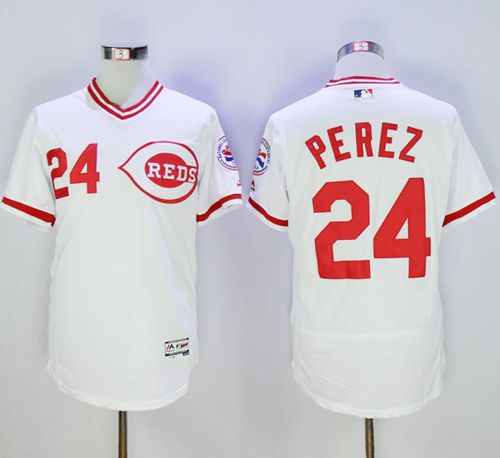 Reds #24 Tony Perez White Flexbase Authentic Collection Cooperstown Stitched Jersey - Zenithce