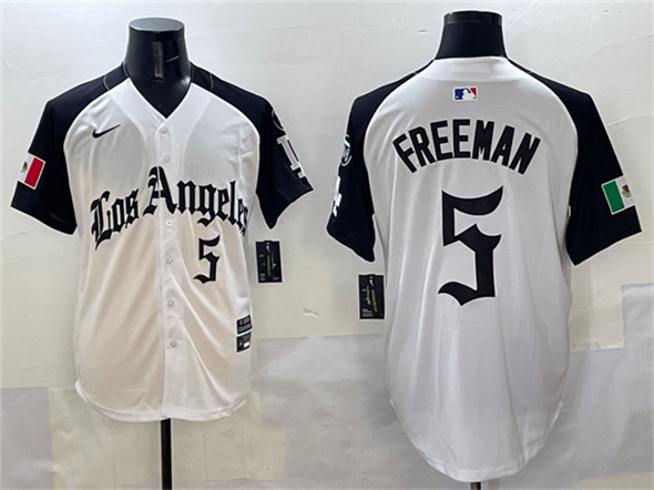 Los Angeles Dodgers #5 Freddie Freeman White Black Mexico 2025 LA Gothic Style With Fernando Patch Vapor Premier Limited Stitched Jersey - Zenithce