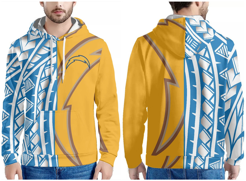 Los Angeles Chargers Blue Yellow White Pullover Hoodie - Zenithce