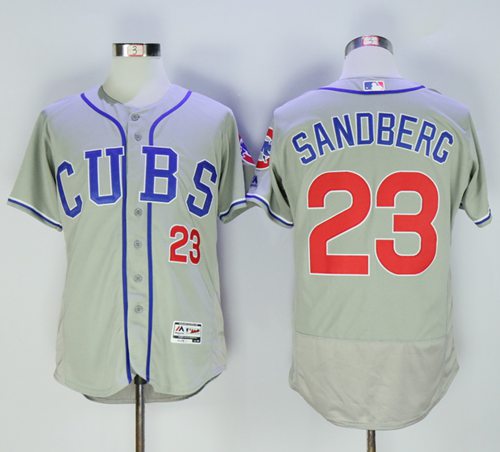 Cubs #23 Ryne Sandberg Grey Flexbase Authentic Collection Alternate Road Stitched Jersey - Zenithce