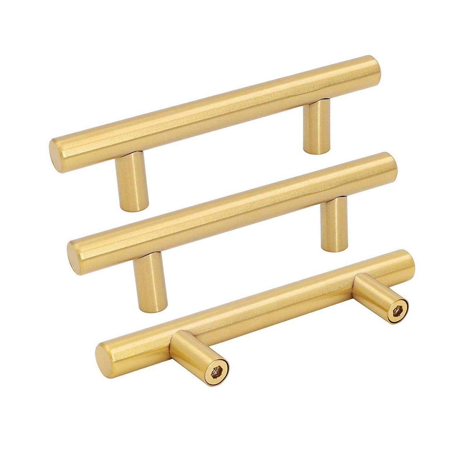 goldenwarm Brushed brass cabinet kitchen gold drawer cabinet pulls - Zenithce