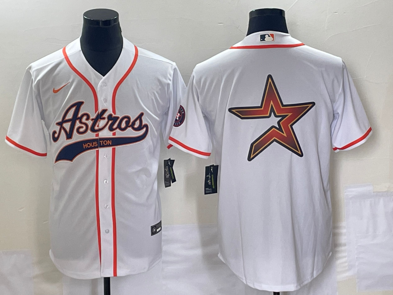 Houston Astros White Team Big Logo Cool Base Stitched Jersey - Zenithce