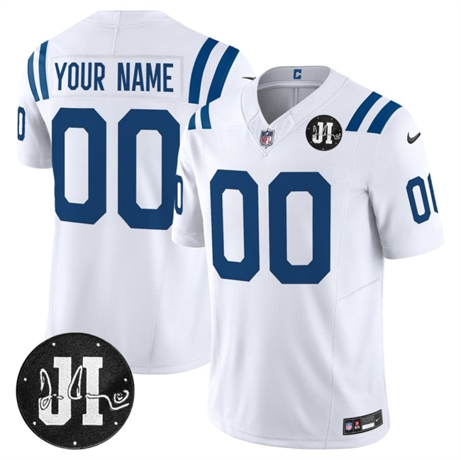 Indianapolis Colts Custom White 2025 F.U.S.E. Jim Irsay Patch Vapor Limited Stitched Jersey - Zenithce