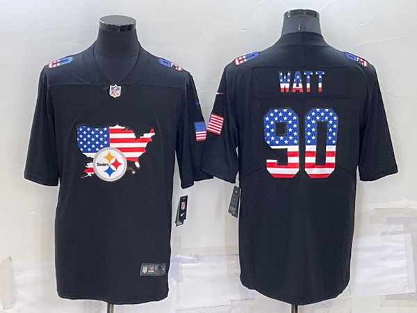 Pittsburgh Steelers #90 T.J. Watt Black USA Flag Limited Stitched Jersey - Zenithce