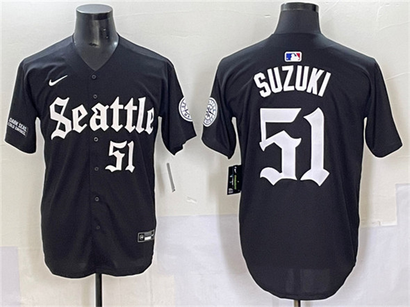 Seattle Mariners #51 Ichiro Suzuki Black 'Deep Sea Gothic Edition' Vapor Premier Limited Stitched Jersey - Zenithce