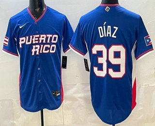 Puerto Rico #39 Edwin Diaz Blue 2026 World Classic Cool Base Jersey - Zenithce