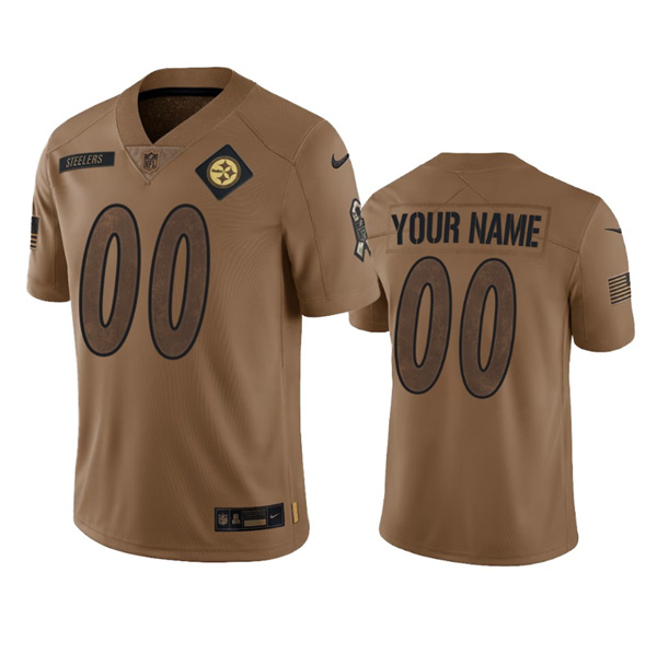 Pittsburgh Steelers Custom 2023 Brown Salute To Setvice Limited Stitched Jersey - Zenithce