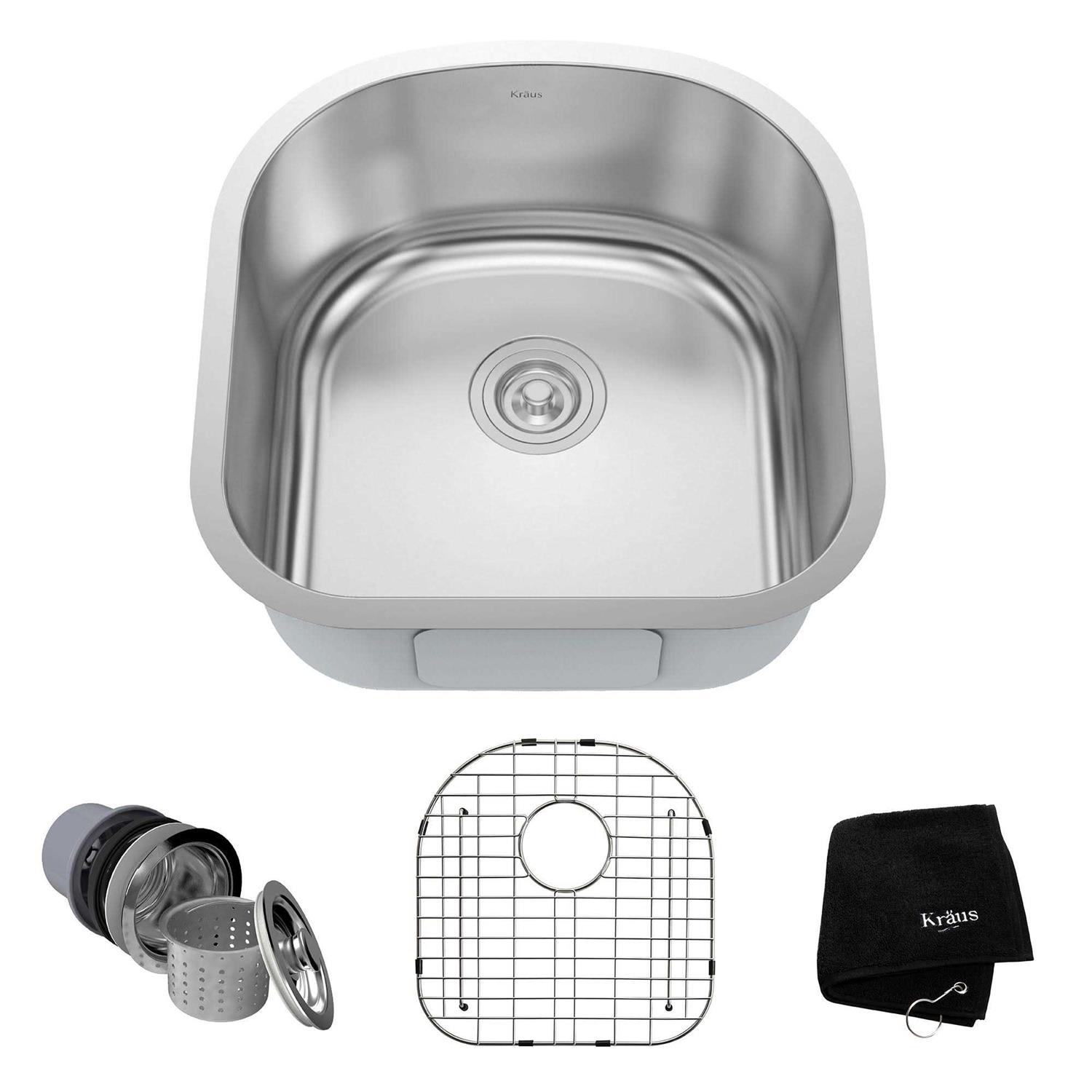 Kraus Single Bowl Stainless Steel Undermount Kitchen Sink KBU - Zenithce