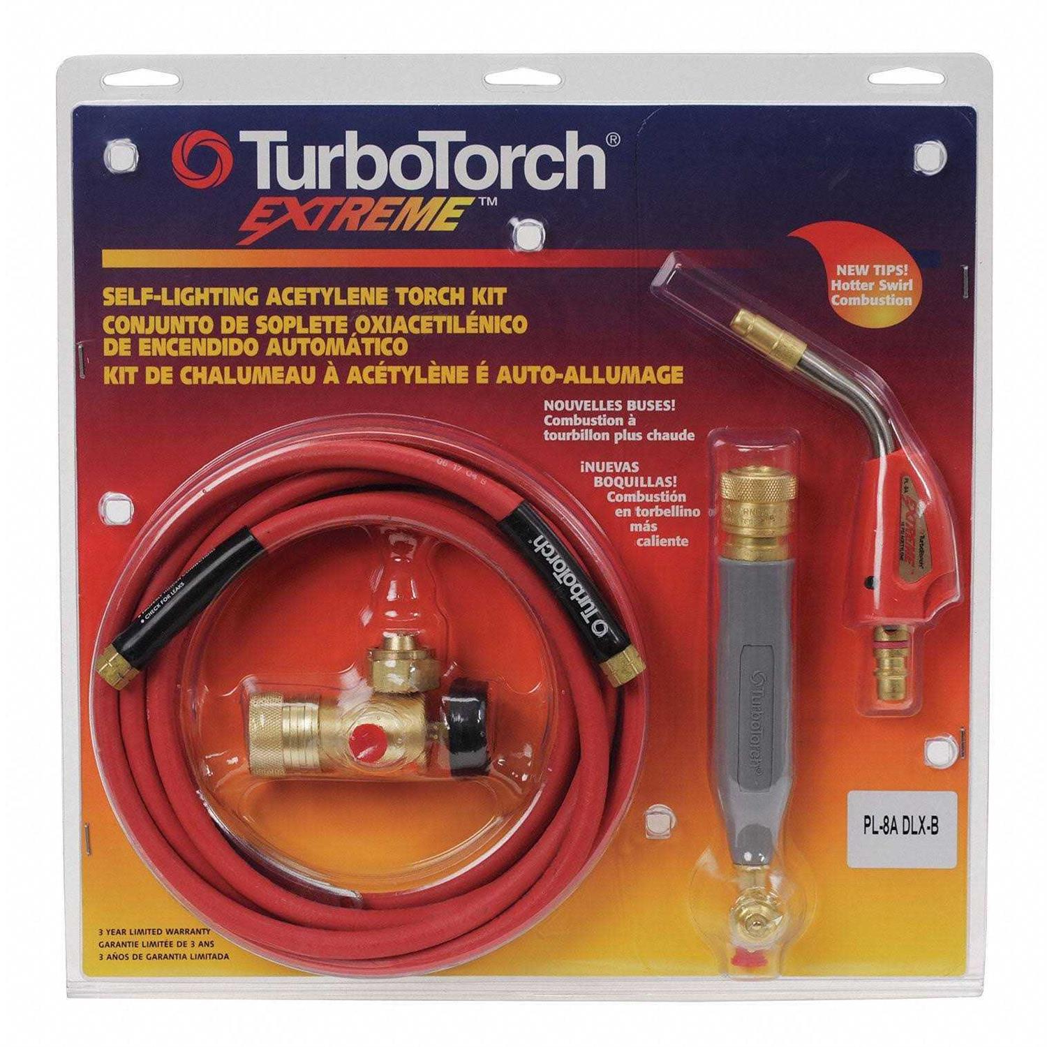 TURBOTORCH 0386-0832 PL-5ADLX-MC Self-Lighting Torch Kit, Air Acetylene, Extreme Swirl Technology, Soft Solder to 4, Silver Braze to 2, Includes - Zenithce