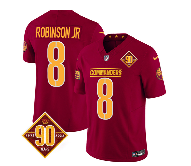 Washington Commanders #8 Brian Robinson Burgundy 2023 F.U.S.E. 90th Anniversary Vapor Limited Stitched Jersey - Zenithce