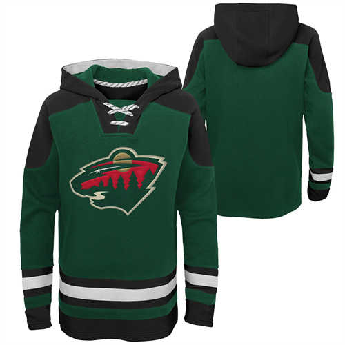 Minnesota Wild Blank Green Ageless Must-Have Lace-Up Pullover Hoodie - Zenithce