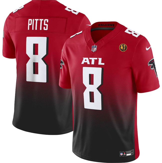 Atlanta Falcons #8 Kyle Pitts Red Black 2023 F.U.S.E. With John Madden Patch Vapor Limited Stitched Jersey - Zenithce