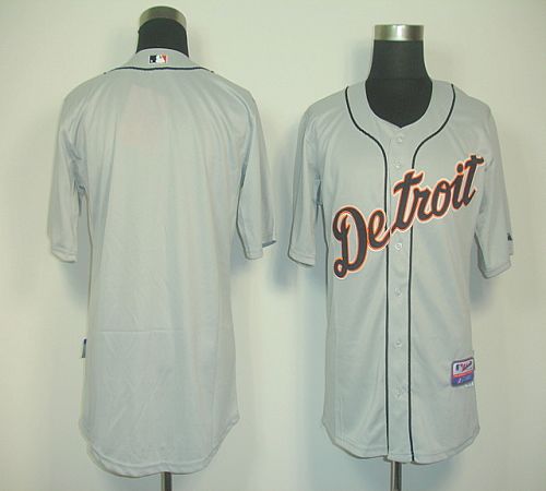 Tigers Blank Grey Cool Base Stitched Jersey - Zenithce