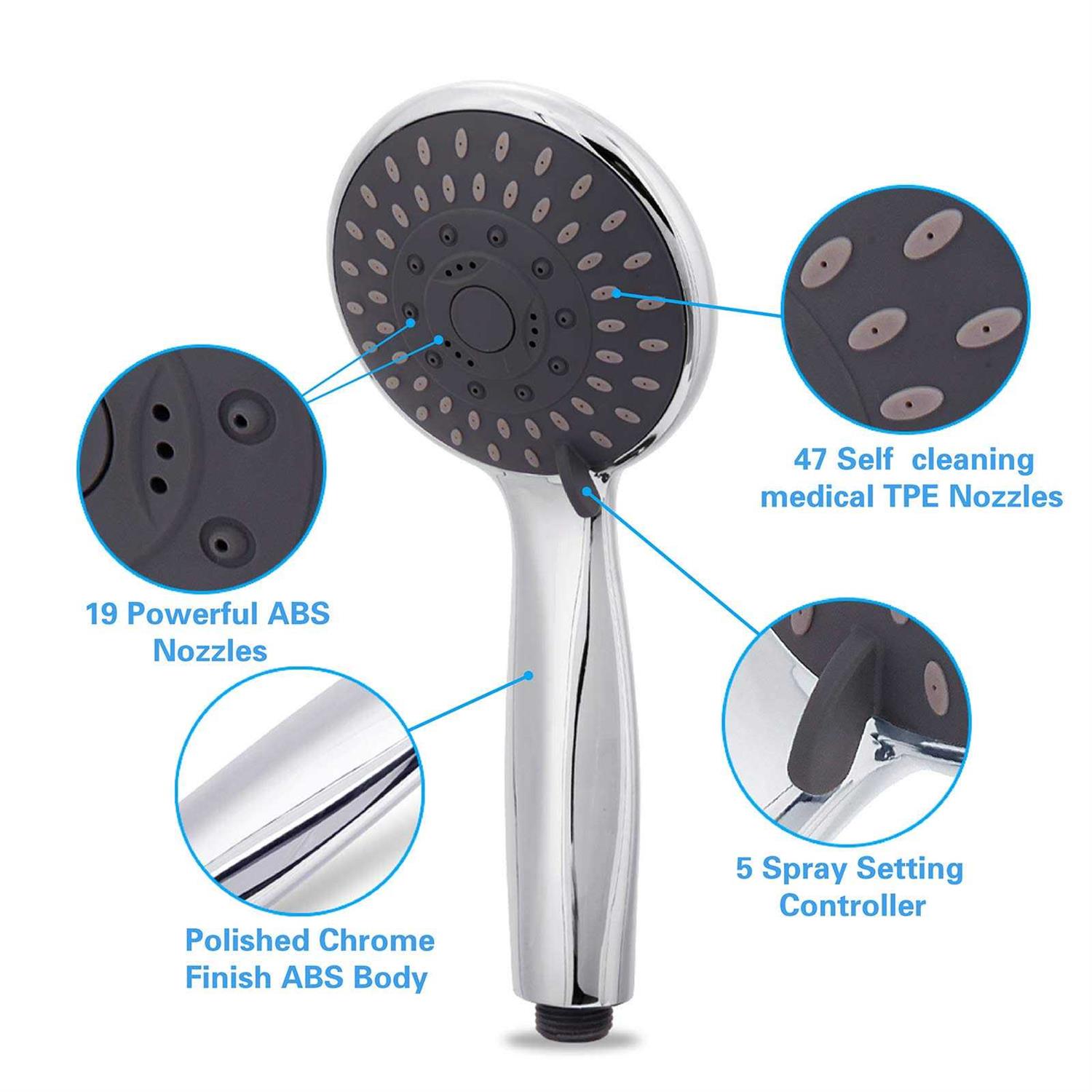 High Pressure Filter Shower Head with Replacement Hose and Bracket, 3 Mode Function Spray, Water Saving Shower for Best Shower experience, Rain - Zenithce