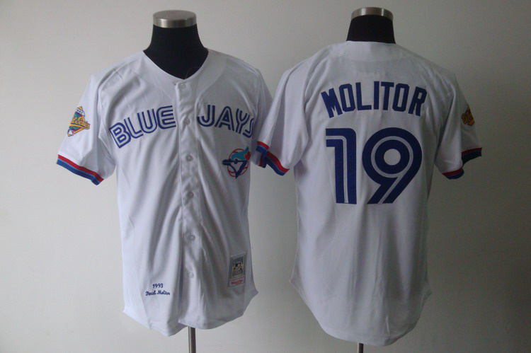 Mitchell And Ness Blue Jays #19 Paul Molitor White Stitched Jersey - Zenithce