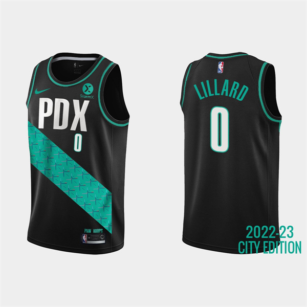 Portland Trail Blazers #0 Damian Lillard 2022-23 Black City Edition Stitched Jersey - Zenithce