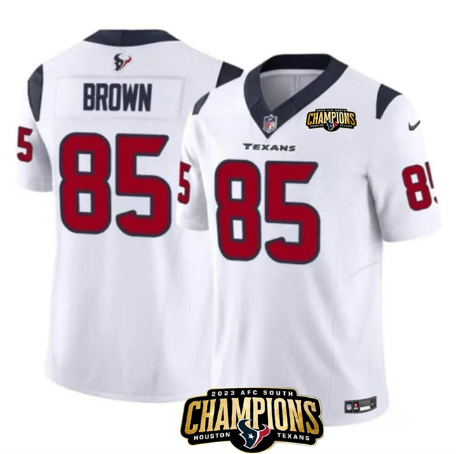 Houston Texans #85 Noah Brown White 2023 F.U.S.E. AFC South Champions Patch Vapor Untouchable Limited Stitched Jersey - Zenithce