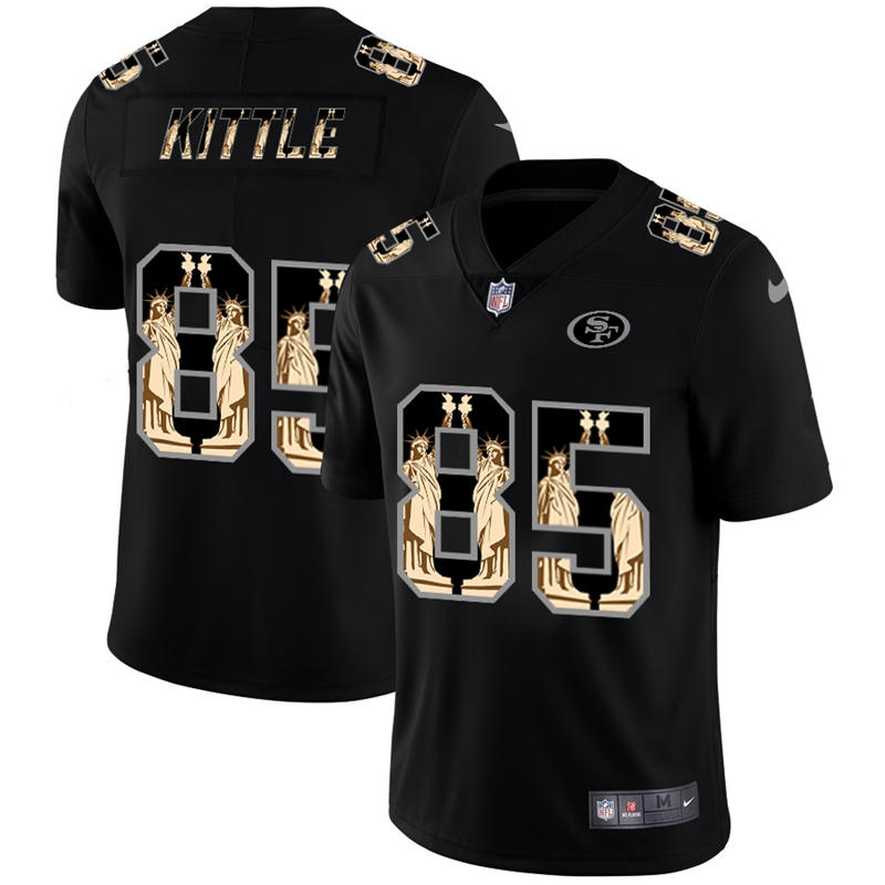San Francisco 49ers #85 George Kittle 2019 Black Statue Of Liberty Limited Stitched Jersey - Zenithce