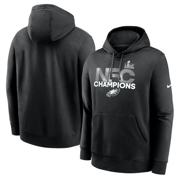Philadelphia Eagles Black 2024 NFC Champions Fleece Pullover Hoodie - Zenithce