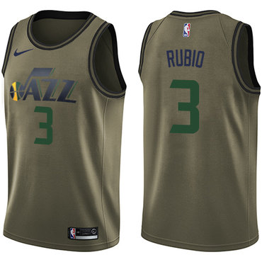Jazz #3 Ricky Rubio Green Salute to Service Swingman Jersey - Zenithce