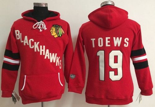 Chicago Blackhawks #19 Jonathan Toews Red Women's Old Time Heidi NHL Hoodie - Zenithce