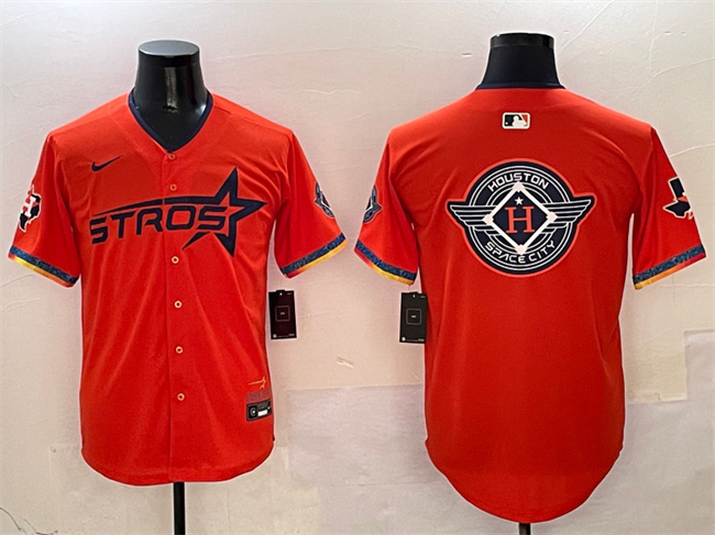 Houston Astros Team Big Logo Orange 2025 City Connect With Texas Patch Limited Stitched Jersey - Zenithce