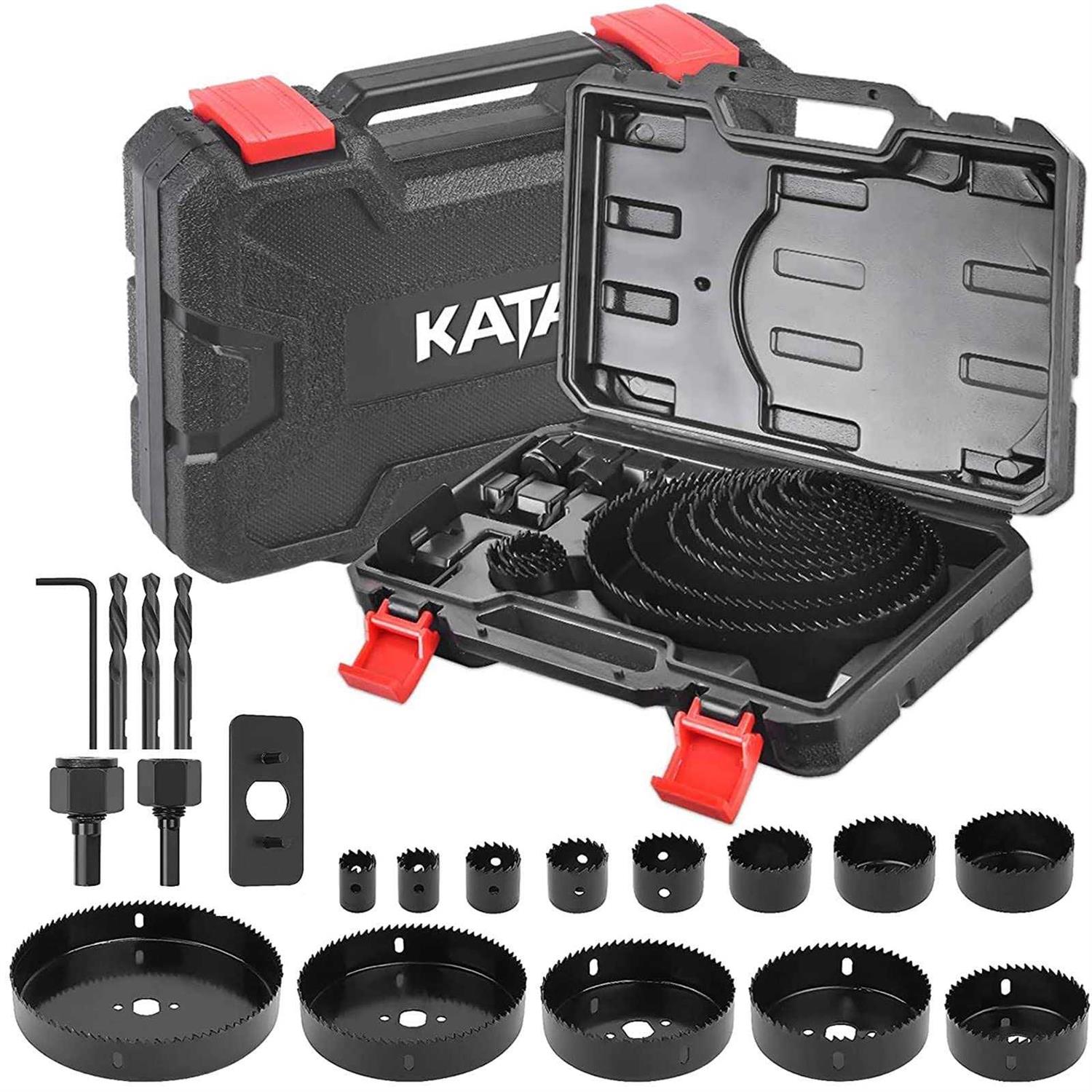 Kata 20pcs Hole Saw Kit Hole Saw Set with 34-6,Maxsize 6 inch Hole Drill Bit,Ideal For Soft Wood,Plywood,Drywall,Pvc C - Zenithce