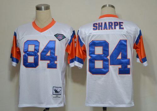 Mitchell And Ness(75TH) Broncos #84 Shannon Sharpe White Stitched Throwback Jersey - Zenithce