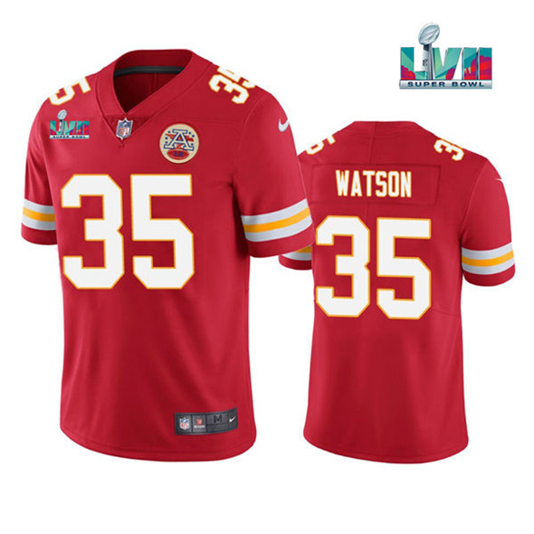 Kansas City Chiefs #35 Jaylen Watson Red Super Bowl LVII Patch Vapor Untouchable Limited Stitched Jersey - Zenithce