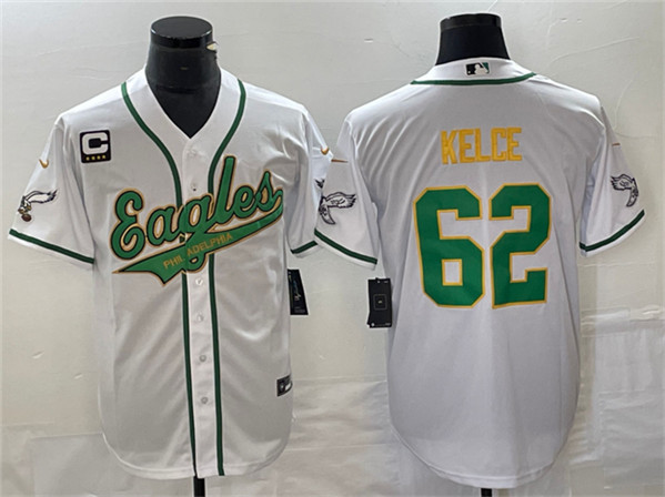 Philadelphia Eagles #62 Jason Kelce White Gold With C Patch Cool Base Stitched Jersey - Zenithce
