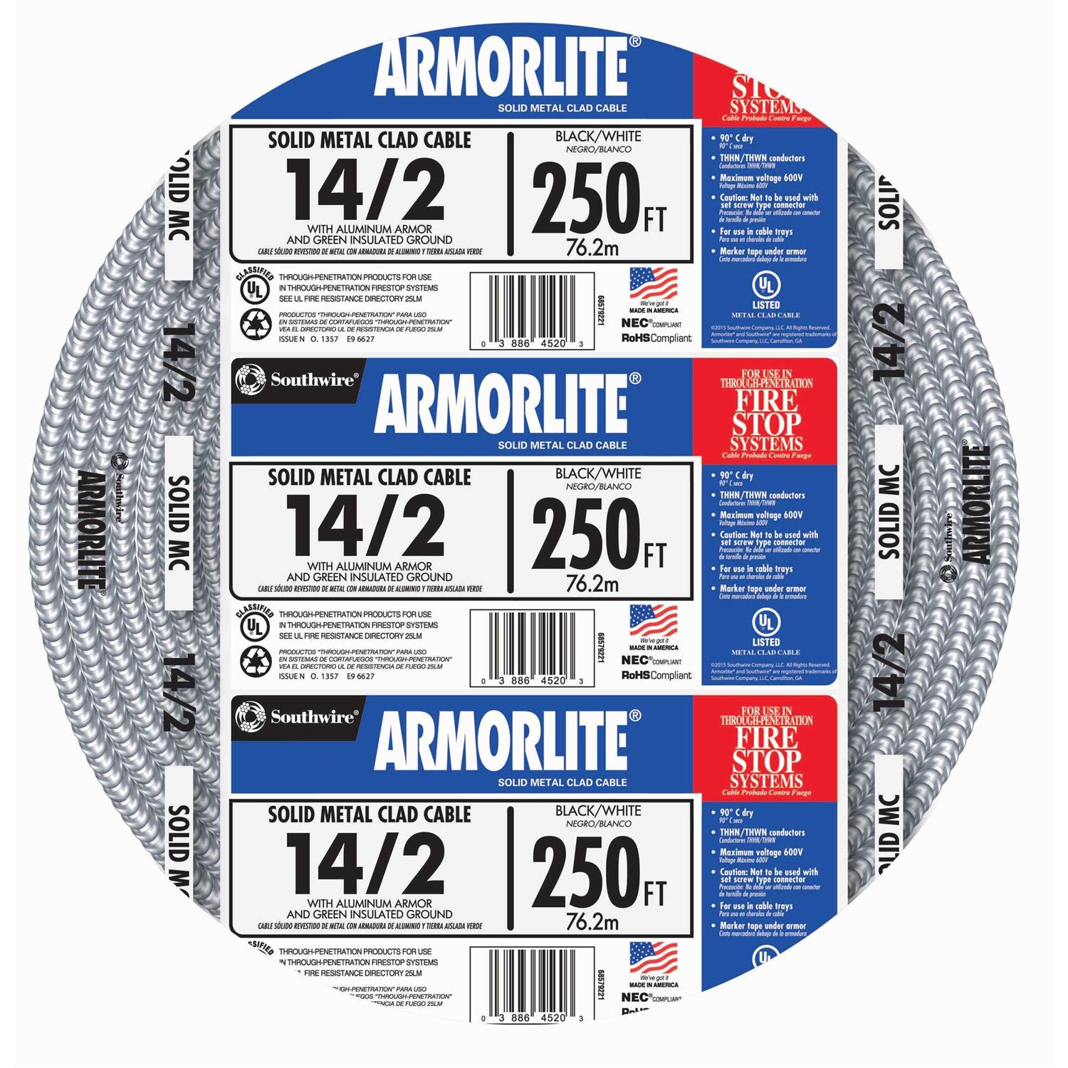 Southwire Armorlite 125-ft 10/2 Solid Aluminum MC Cable - Zenithce