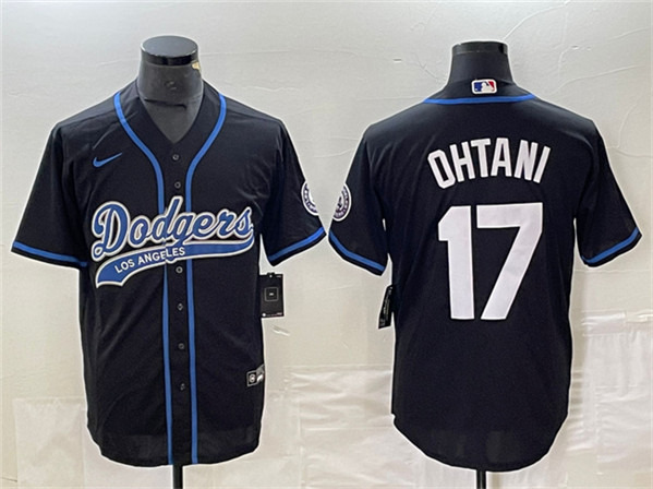 Los Angeles Dodgers #17 Shohei Ohtani Black Cool Base With Patch Stitched Jersey - Zenithce