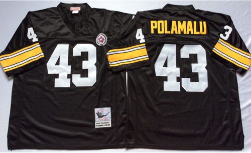 Mitchell And Ness Steelers #43 Troy Polamalu Black Throwback Stitched Jersey - Zenithce