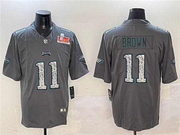 Philadelphia Eagles #11 A.J. Brown Gray 2025 Super Bowl LIX Patch Fashion Vapor Untouchable Limited Stitched Jersey - Zenithce