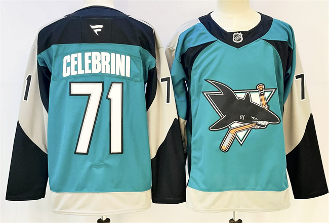 San Jose Sharks #71 Macklin Celebrini Teal 2025 Alternate Stitched Jersey - Zenithce