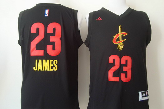 Cleveland Cavaliers #23 LeBron James 2015 Black With Red Fashion Jersey - Zenithce
