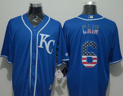 Royals #6 Lorenzo Cain Blue USA Flag Fashion Stitched Jersey - Zenithce