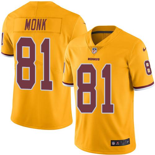 Redskins #81 Art Monk Gold Stitched Limited Rush Nike Jersey - Zenithce