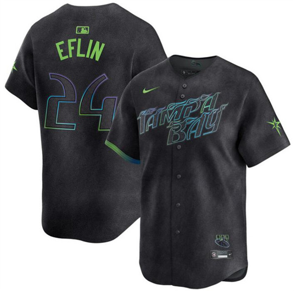 Tampa Bay Rays #24 Zach Eflin Charcoal 2024 City Connect Limited Stitched Jersey - Zenithce