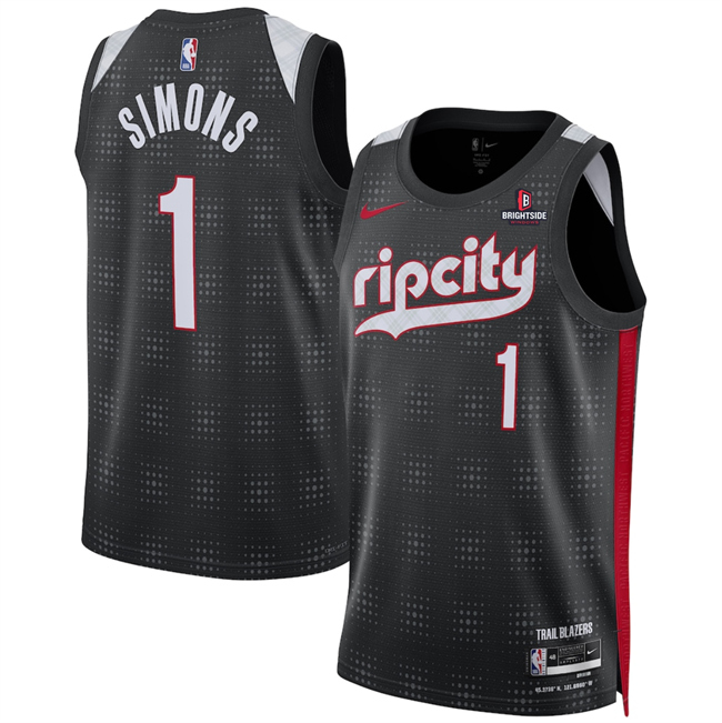 Portland Trail Blazers #1 Anfernee Simons Black 2024-25 City Edition Edition Stitched Jersey - Zenithce