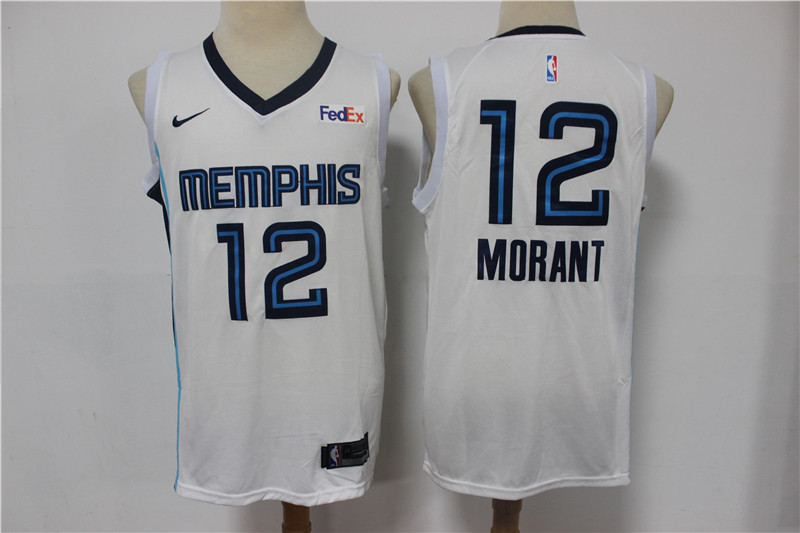 Memphis Grizzlies #12 Ja Morant White 2019 Swingman Stitched Jersey With The Sponsor Logo - Zenithce