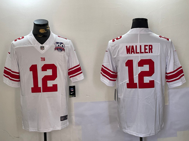 New York Giants #12 Darren Waller White With 100TH Season Patch Vapor Untouchable Limited Stitched Jersey - Zenithce