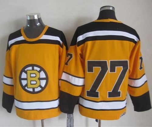 Bruins #77 Ray Bourque Yellow CCM Throwback Stitched Jersey - Zenithce