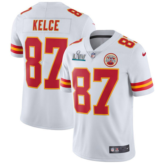 Kansas City Chiefs #87 Travis Kelce Super Bowl LIV White Vapor Untouchable Limited Stitched Jersey - Zenithce