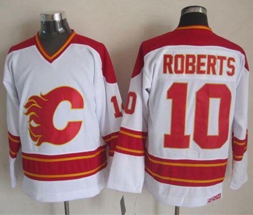 Flames #10 Gary Roberts White CCM Throwback Stitched Jersey - Zenithce