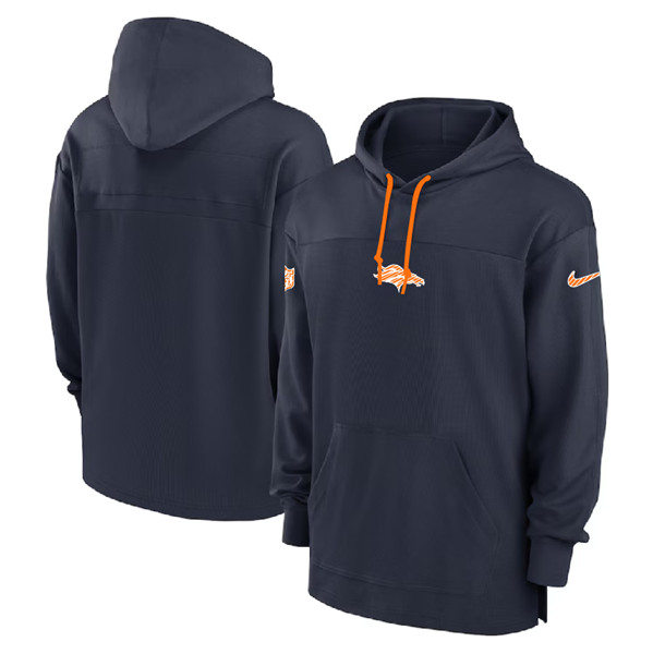 Denver Broncos Navy Performance Pullover Hoodie - Zenithce
