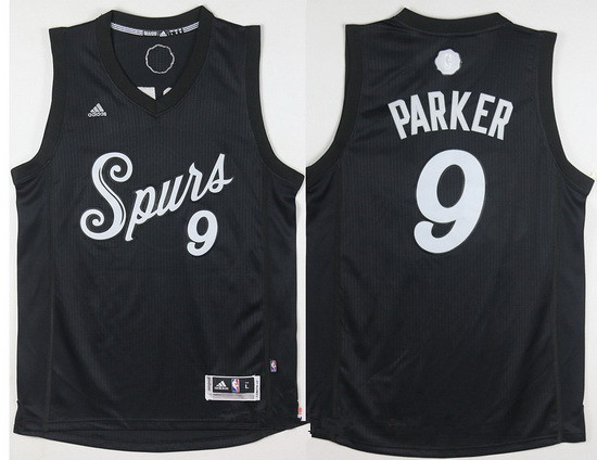 San Antonio Spurs #9 Tony Parker adidas Black 2016 Christmas Day Stitched Swingman Jersey - Zenithce