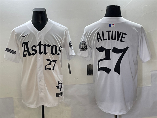 Houston Astros #27 Jose Altuve White Gothic 'Houston Born Barrio Raised' Limited Stitched Jersey - Zenithce