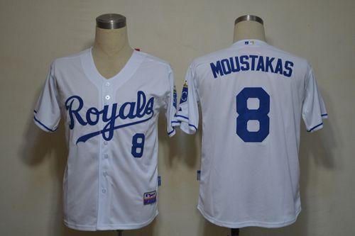 Royals #8 Mike Moustakas White Cool Base Stitched Jersey - Zenithce
